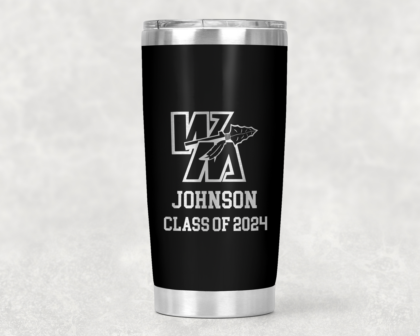 20oz. Warriors Class of 2024 Engraved Stainless Steel Tumbler (Customizable)